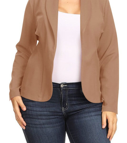 Open front Long sleeves Waist length blazer jacket