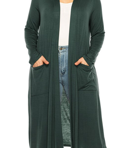 Plus size, solid duster cardigan